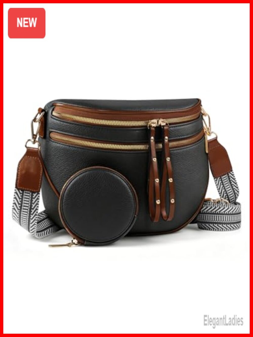 Vegan Leather Crossbody Bum Bag with Coin Purse Adjustable Strap